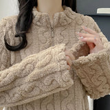 2 piece Set Thickened Warm Fashion Coral Velvet Pajamas Autumn Winter Padded Ladies Casual Elastic Striped Comfortable Homewear