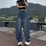 DERMEARNE High Waist Wide Leg Jeans Women's Thin Denim Pants Loose Fit Straight Full Length Jeans plus Size Casual Sle