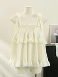 Y2k Coquette Bow Kawaii Cute Tops Tank Ruffles Sweet Girls Japanese School Student Lolita Chic Korean Style Tanks 2024