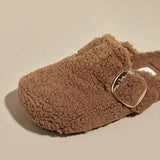 Warm Thicken Lamb Wool Birken Slippers Women  Winter Fur Flat Mules Shoes Woman Brand Designer Thick Bottom Outdoor Slides