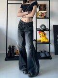 American retro solid color women jeans Y2K high street fashion brand loose casual wide leg pants cargo pants women