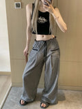 Sweet Black Women Plaid Pants Coquette Japanese Style Cute Wide Leg Trousers Harajuku Kawaii Palazzo Pants Vintage Y2k