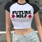 Y2k Crop T Shirts Future Milf Star Fashion Women Crop Top Harajuku Streetwear Slim Tshirt Summer Graphic Streetwear T-Shirt