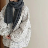 Korean Floral Loose Cotton Jacket Women Autumn Winter Chic All Match Thin Cotton Clothes Female Casual Long Sleeve Coats