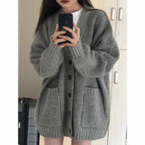 Cardigan Knitted Gray Sweater Jacket Spring and Autumn  New Women's Clothing French Casual High-end Women's Top