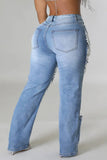 Women Plus Size Pearls Jeans Casual Vintage Cutout High Waist Y2K Streetwear Pearls Denim Jeans Pockets Slim Denim Trousers