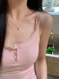 Dermearne 6 colors Women Summer korean Chic style Camis Lace Patch Tops sleeveless Sweet Casual Sexy U neck Tank Tops womens