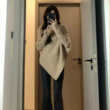 Turtleneck Sweater Women Baggy Fashion Design Pullover French Solid Color Thickened Knit Jumper Oversized Sweater Кофта Женская