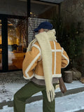 Women Fur Shearling Coat Suit Collar Thick Warm Fluffy Fur Natural Leather Outerwear Winter  Fur Jacket