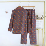 Dermearne New Spring and Autumn Couple Pajama Set 100%Pure Cotton Long sleeved Large Size Men's and Women's Two Piece Home Furnishings