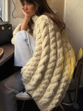 Dermearne 2 Oversize High Neck Knit Pullover Women Lazy Round Neck Kink Solid Sweater Female 2024 Autumn Winter Warm Lady Sweaters