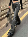 Vintage Flare Bottoms Jeans High Waist Women Skinny Boot Cut  Denim Pants Punk Streetwear Wide Leg Trousers