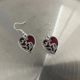 DERMEARNE New Harajuku Vintage Goth  Pink Peach Heart Drop Earrings For Women Grunge Punk Halloween Aesthetic Y2k Fairy Jewelry