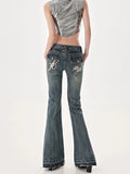American High Street Spicy Girls Low Waist Jeans Women Autumn Vintage Y2k Design Sense Slim Fit Straight Tube Micro Flare Pants