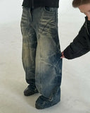 Dermearne Hip Hop Retro High Waisted Baggy Jeans Y2k Jeans Punk Ripped Jeans for Women Harajuku Rock Wide Leg Slouchy Pants Streetwear