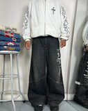 Big Pocket Baggy Jeans Y2K Hip Hop Punk Graphic Retro Black Jeans Pants Mens Womens New High Waist Wide Leg Trousers Streetwear