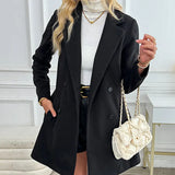 Women's Trench Coat Winter New Streetwear Fashion Solid Suit Collar Button Elegant Female Coat Trench Slim Versatile Clothing