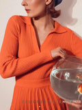 Women's Jumper Long Sleeve Top Knit Pullovers Polo Neck Spring Summer Solid White Blue Orange Slim Fashion Women Sweaters 2024
