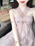 Y2k Vintage Chic French Style Midi Dress Women Princess Elegant Sweet One Piece Dress Female High Street Slim Dress 2024 Summer