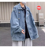 DERMEARNE American-styleMen's Denim Jackets High Street Zippers Coat Vintage Washed Distressed Cowboy Jacket Spring Casual Streetwear New