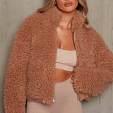 Women's S-3XL size Women's new plush cardigan short jacket lamb wool jacket for women coat women