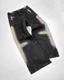 Dermearne High Waisted Jeans Woman Street Fashion Vintage Patch Baggy Jeans Women Clothing Casual Wide Leg Women Jeans Pants