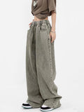 Y2K Jeans Women High Waisted Elastic Waist Denim Pants Female Vintage American Style Distressed Streetwear Hip Hop