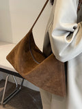 Vintage Suede Tote Bag For Women Autumn Winter New Large Capacity Commute Shoulder Crossbody Bags Fashion Trend Underarm Bags