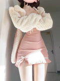 Spring Autumn New Ong Sleeve Cardigan Coat Women+ Sexy Slim Fit Bodycon Split Camisole Dresses Y2k E-Girl Two Piece Sets