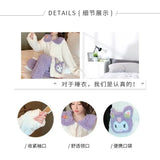 Large Size Winter Plush Pajamas Set Women's Sweet Cardigan Long Sleeve Trousers Loungewear Thicken Warm Fluffy Sleepwear
