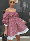 Printed Off-Shoulder Ruffled Mini Dress For women Square Collar Fashion Casual Elegant Party Dress Evening Mini Dress 2023