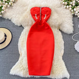 Beading Diamond Women Party Dresses For New Year Sleeveless Strapless Bodycon Sexy Female Dress Vestido de festa Dropshipping