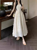 Elegant Dress for Women Korean Fashion Vintage Streetwear Dresses Solid Slim Feathers Camisole Midi 2024 New Spring Summer Dress