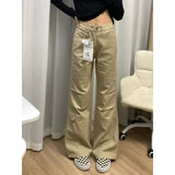 Y2k Vintage Cargo Jeans Women Gyaru Baddies Streetwear Tights Flare Denim Pants Pleated Grunge Korean Fashion Trousers