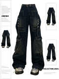 Women's Cargo Jeans Baggy Harajuku Y2k Oversize 90s Aesthetic Streetwear Vintage Denim Trousers Jean Pants 2000s Trashy Clothes