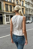 Dermearne Women White Deep V Neck Tanks 2024 Summer Ladies Soft Sexy Cotton Slim Tank Tops Female Vintage Solid Sweet Vest