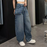 DERMEARNE Women Jeans Autumn 2026 New Fashion jeans Pocket patchwork asymmetry Design Long Trousers Women's Clothing Cotton thin pants