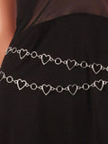Women Silver Y2K Street Elegant Multi Heart Shaped Decorative Waist Chain