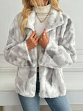 Autumn Winter Women's Jacket New Tie Dye Lamb Fleece Zipper Outerwear Warm Plush Jackets Harajuku Casual Loose Female Thick Coat