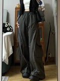 Dermearne Vintage Cargo Track Pants Women Casual Oversized Y2k Sweatpants Trousers Harajuku Baggy Wide Parachute Jogger Streetwear