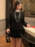 Autumn Winter Preppy Style 2 Piece Sets Women Vintage Plaid Design Coat + Slim Casual Skirt Female Princess Chic Suit 2024 New