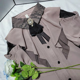 Women Shirts Lolita Y2K Cute Japanese Style Jirai Kei Blouse Elegant Long Sleeve Sweet Tops Casual Aesthetic Shirt 2024