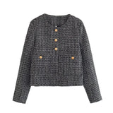 Y2k Fashion Jackets For Women 2023 Spring Autumn O-Neck Chic Coats Female Casual With Pockets Vintage New In Outerwear