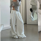 DERMEARNE Oversized Women Grey Sweatpants Y2k America Style Retro Baggy Pants Casual Sports Streetwear Hip Hop Trousers Joggers