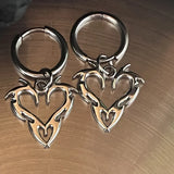 DERMEARNE Y2K Accessories Hoop Earrings Korean Fashion Thorn Heart Earrings for Women Punk Charm Jewelry Goth