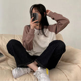 S-3xl T-shirts Women Spring Cotton Korean Version Patchwork Tops Long Sleeve Sweet Loose Korean Style Leisure All-match Students
