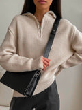 Zipper Fashion Women Sweaters Solid Loose Knitted Long Sleeve Women's Sweater Warm Autumn/Winter Oversized Sweater Women