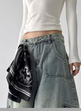 DERMEARNE Retro workwear wide leg jeans for women in autumn and winter high street design loose and slimming high waist straight leg pants