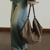 Vintage Large Leopard Tote Bag Women's Fashion Y2k Shoulder Bag 2024 Korean Fashion Aesthetic New Handbags Female Youth