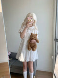 Summer New French Minimalist Style White Slip Dress Lace Girl Sweet First Love Sleeveless Loose A-line Short Dress for Women